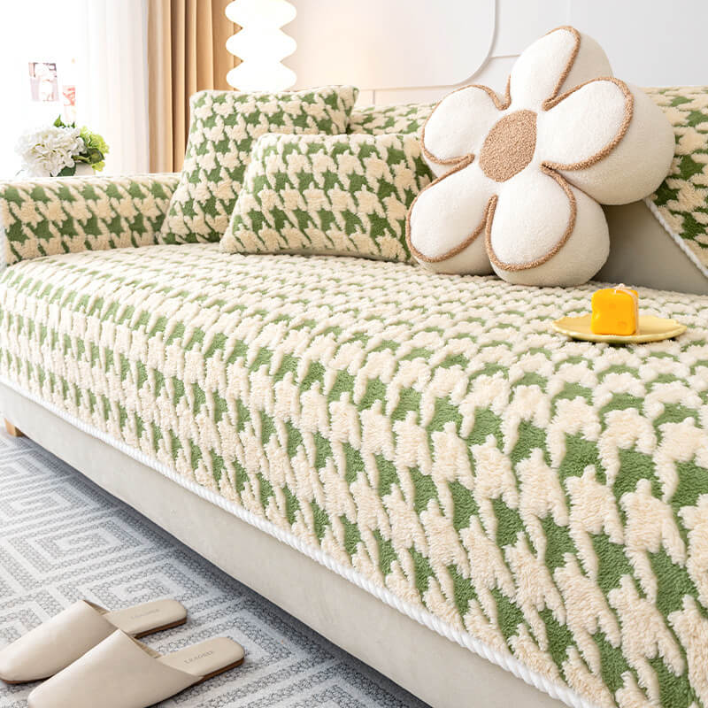 Copertura Antiscivolo per Divano in Panno Houndstooth per Protezione Mobili