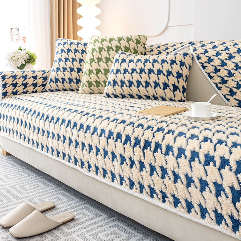 Copertura Antiscivolo per Divano in Panno Houndstooth per Protezione Mobili