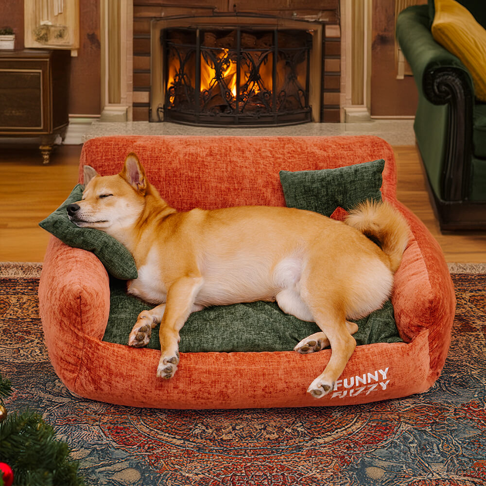 Divano letto per cani e gatti in tessuto chenille stile vintage