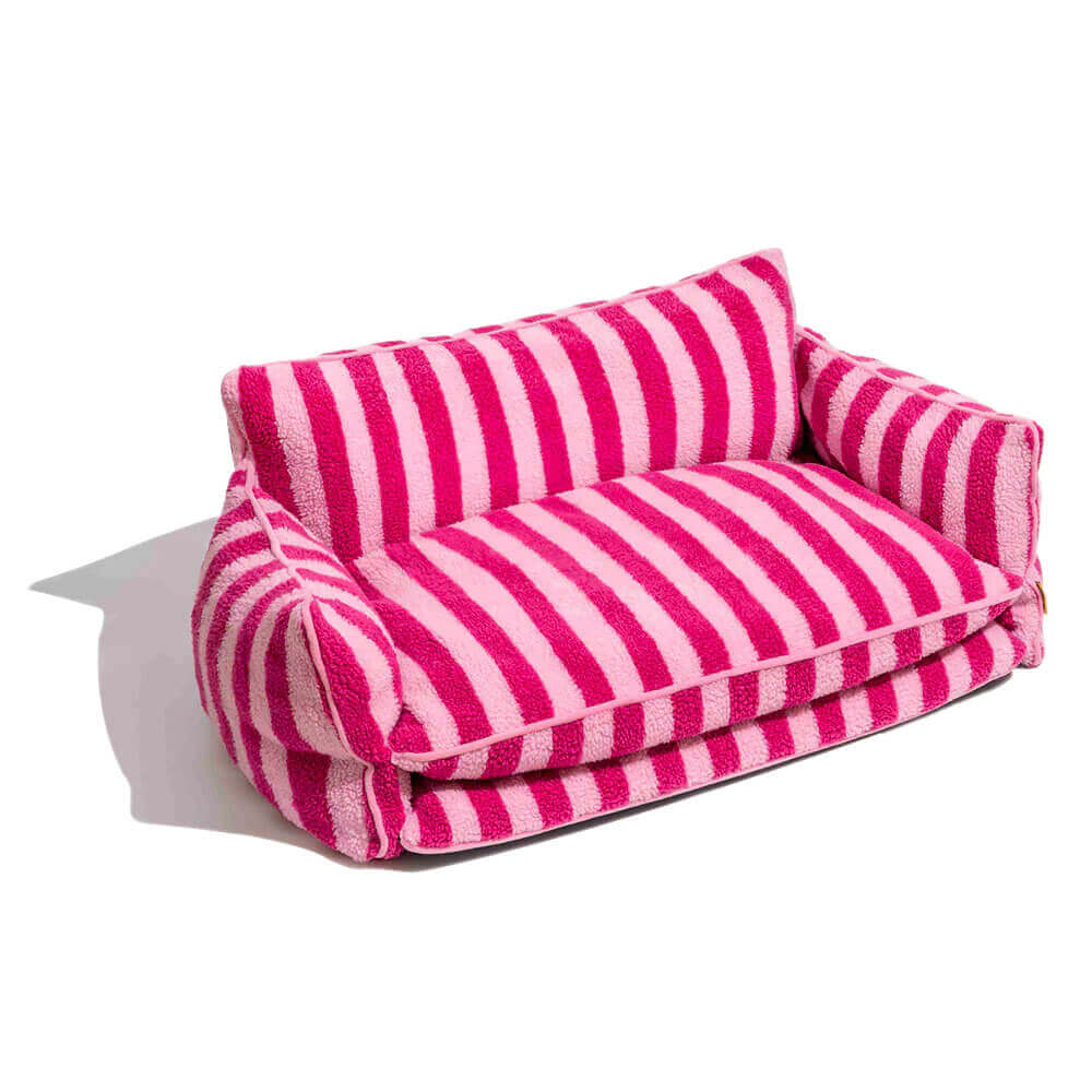 Divano per cani e gatti a doppio strato in faux lambswool a righe alla moda
