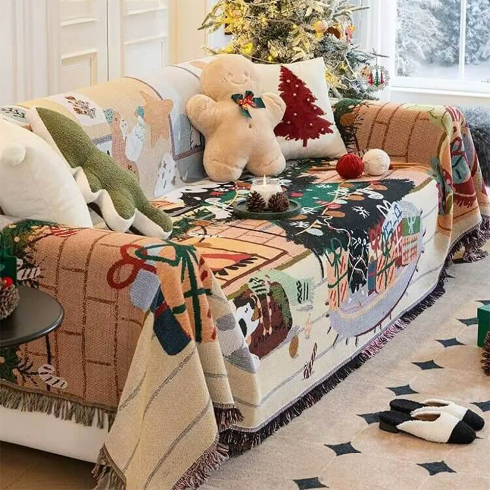 Copertura decorativa per divano in jacquard morbido a tema natalizio