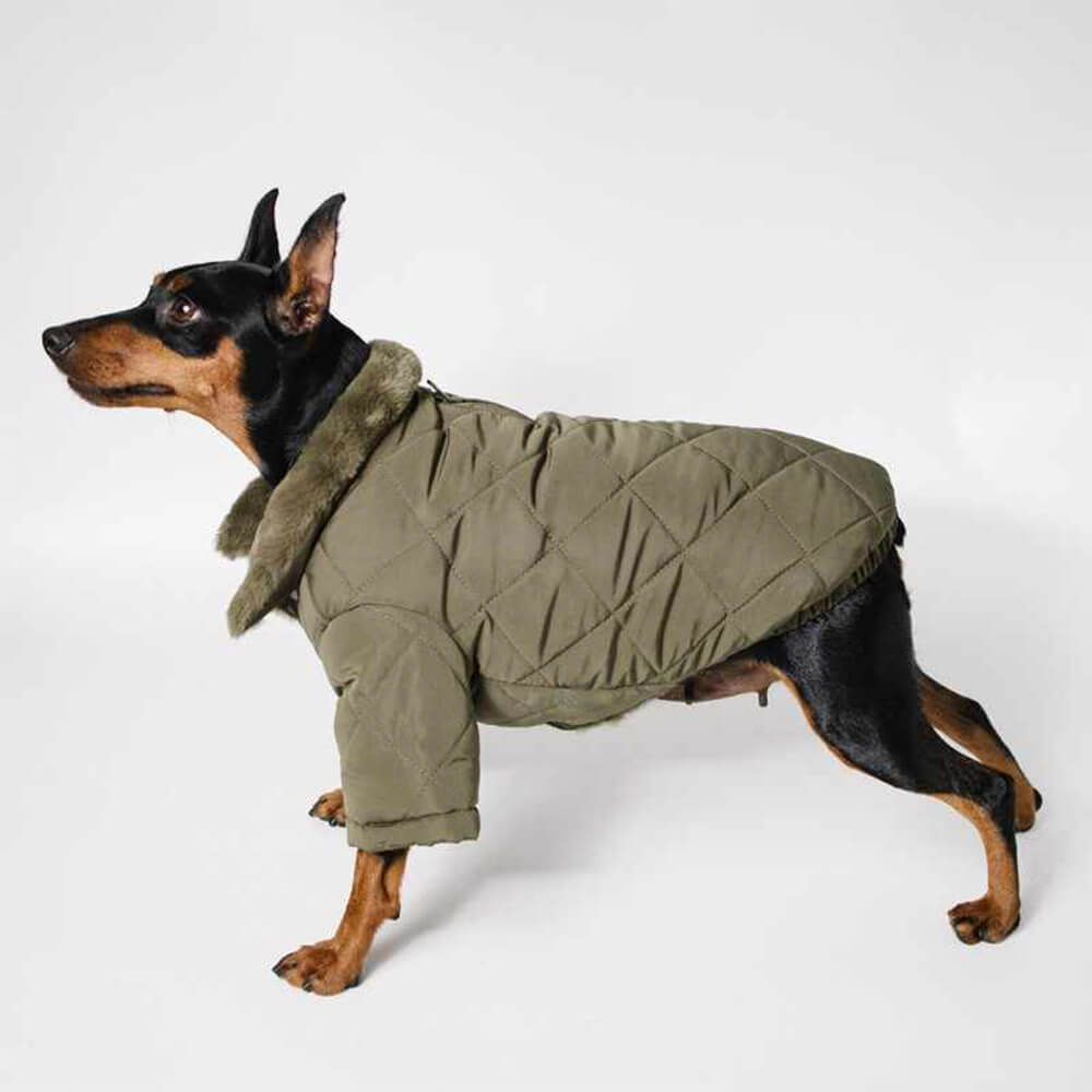 Cozy Warm Faux Fur Turtleneck Snap Fasteners Dog Coat