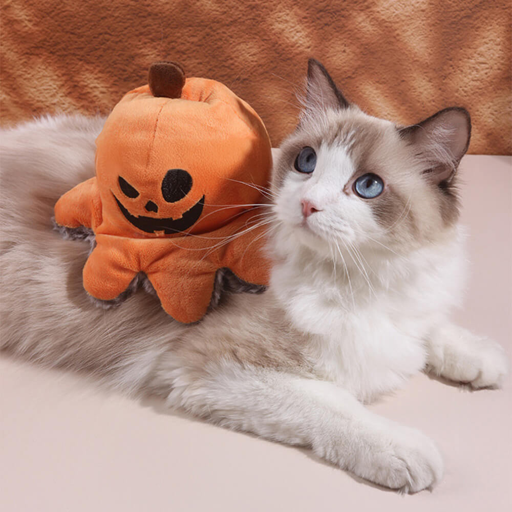 Giocattolo per cani in peluche reversibile con polpo di zucca pirata di Halloween