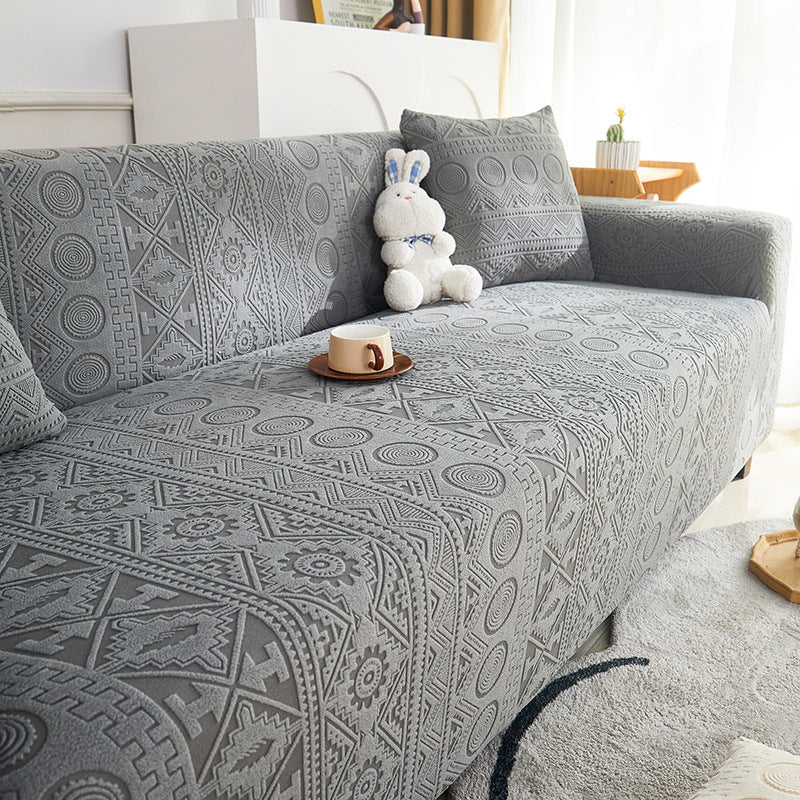 Copertura per divano Bohemien in jacquard elasticizzato, completa e antiscivolo, con fodera per cuscino.
