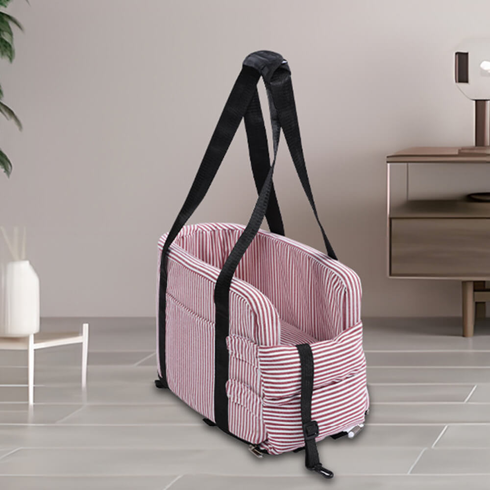 Seggiolino di sicurezza per cani da viaggio portatile in stile plaid per console centrale dell'auto