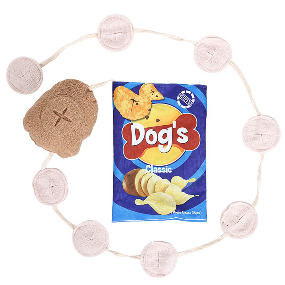 Giocattolo interattivo per cani con croccantini di patate, alimentatore lento e squeaky snuffle