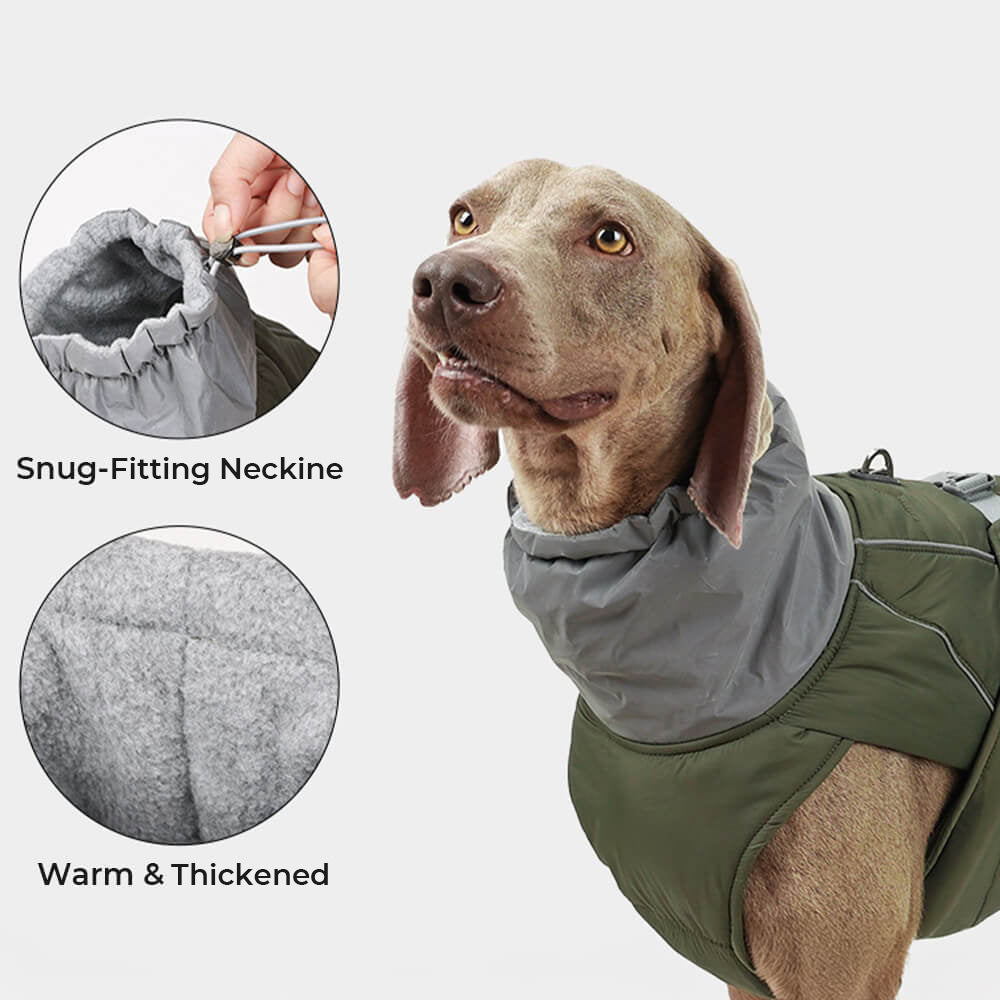 Veste épaisse réfléchissante imperméable et chaude à col haut pour chien