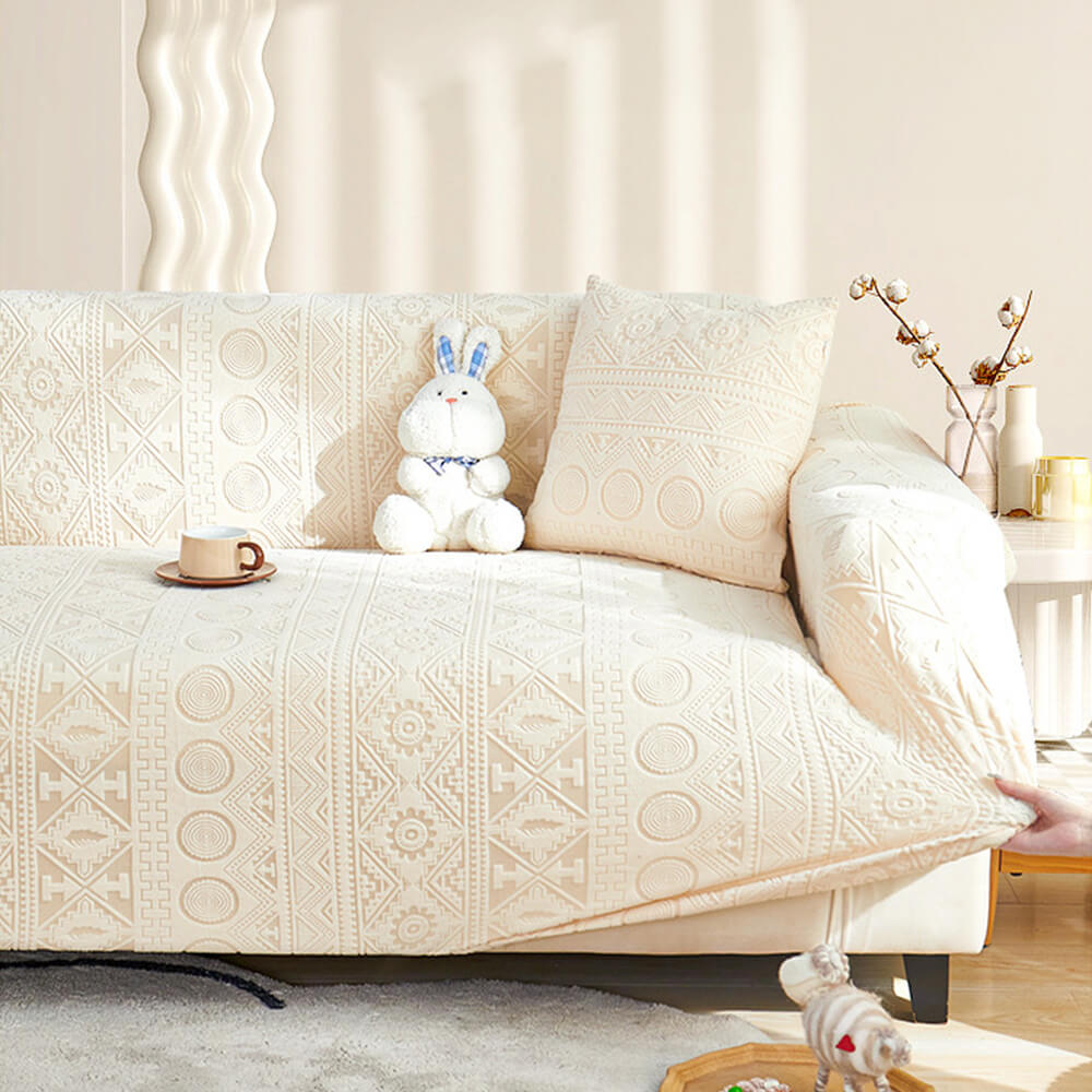 Copertura per divano Bohemien in jacquard elasticizzato, completa e antiscivolo, con fodera per cuscino.