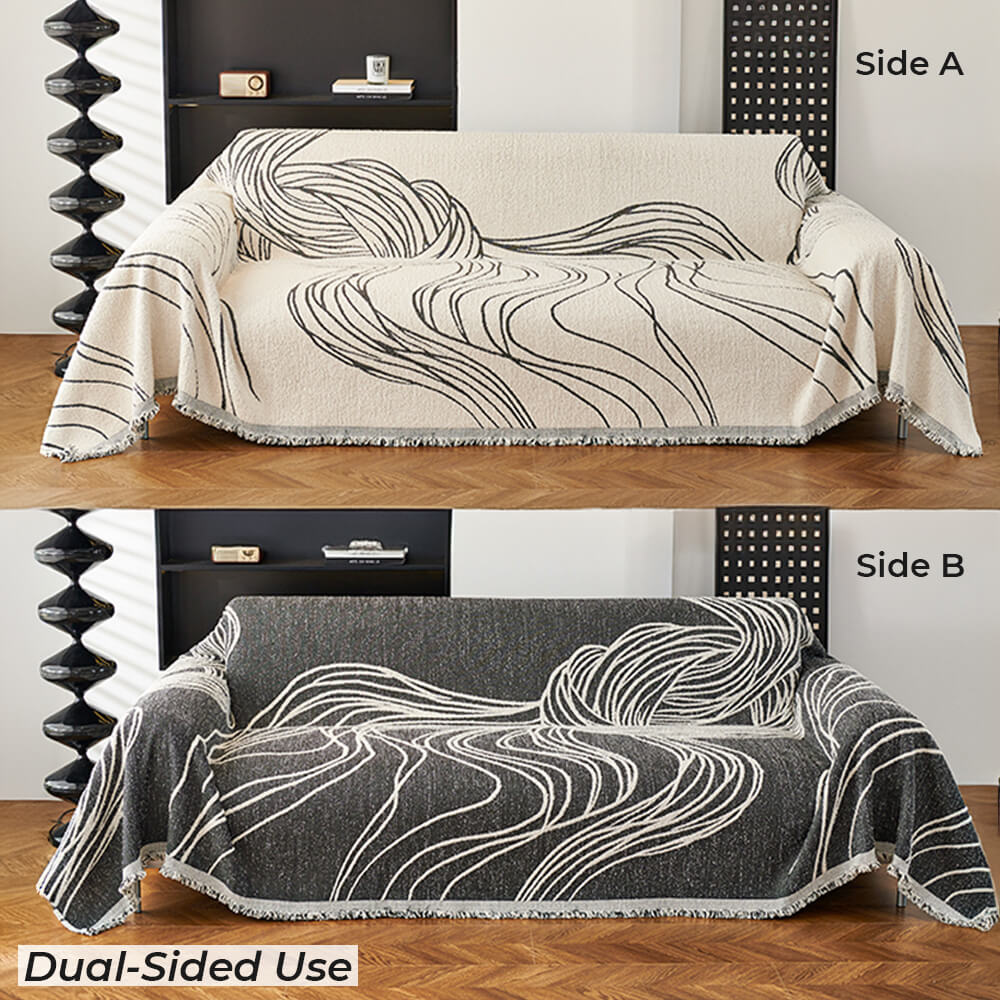 Copertura per divano minimalista in chenille, reversibile, resistente ai graffi dei gatti e antiscivolo