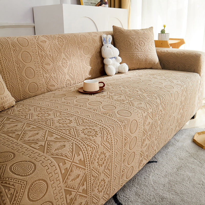 Copertura per divano Bohemien in jacquard elasticizzato, completa e antiscivolo, con fodera per cuscino.