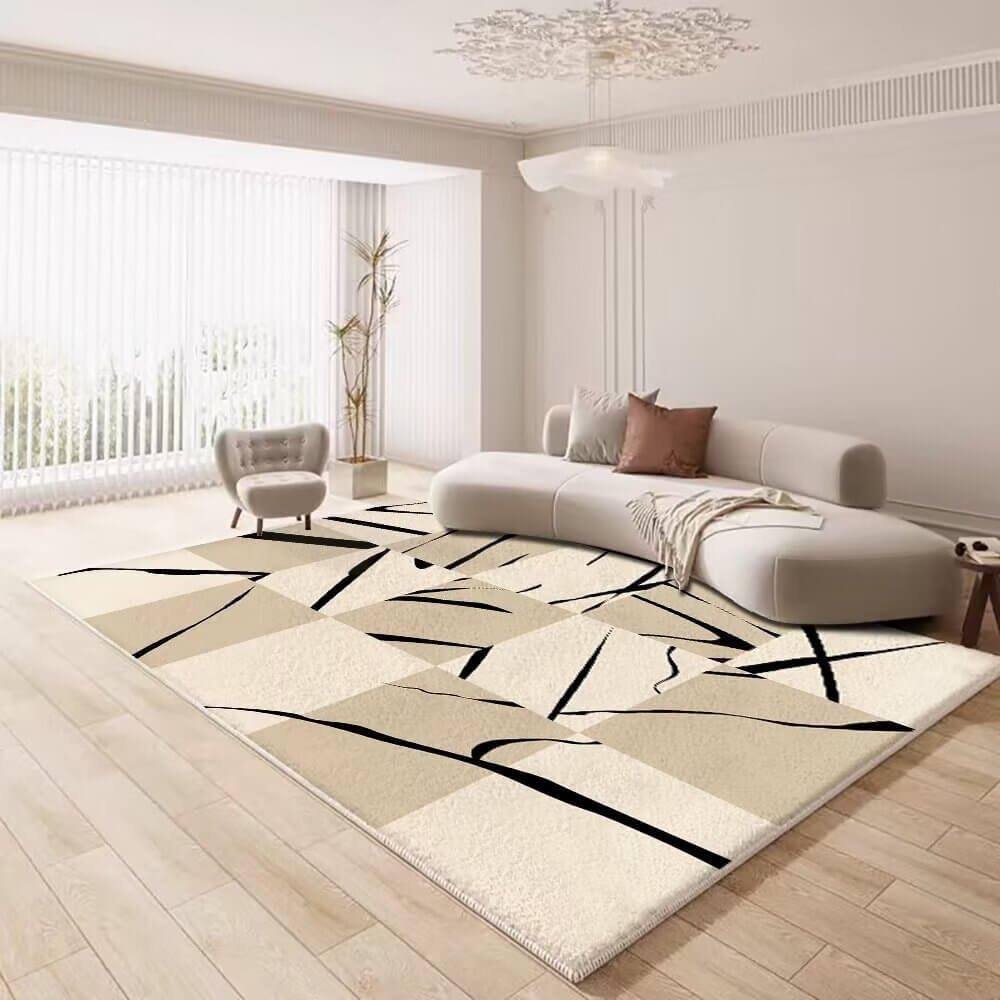 Tapis contemporain en cachemire de style crémeux