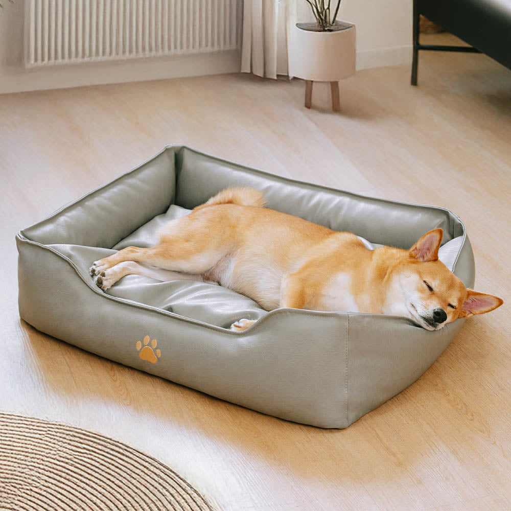 Letto per cani in pelle ecologica impermeabile, rimovibile e di lusso.
