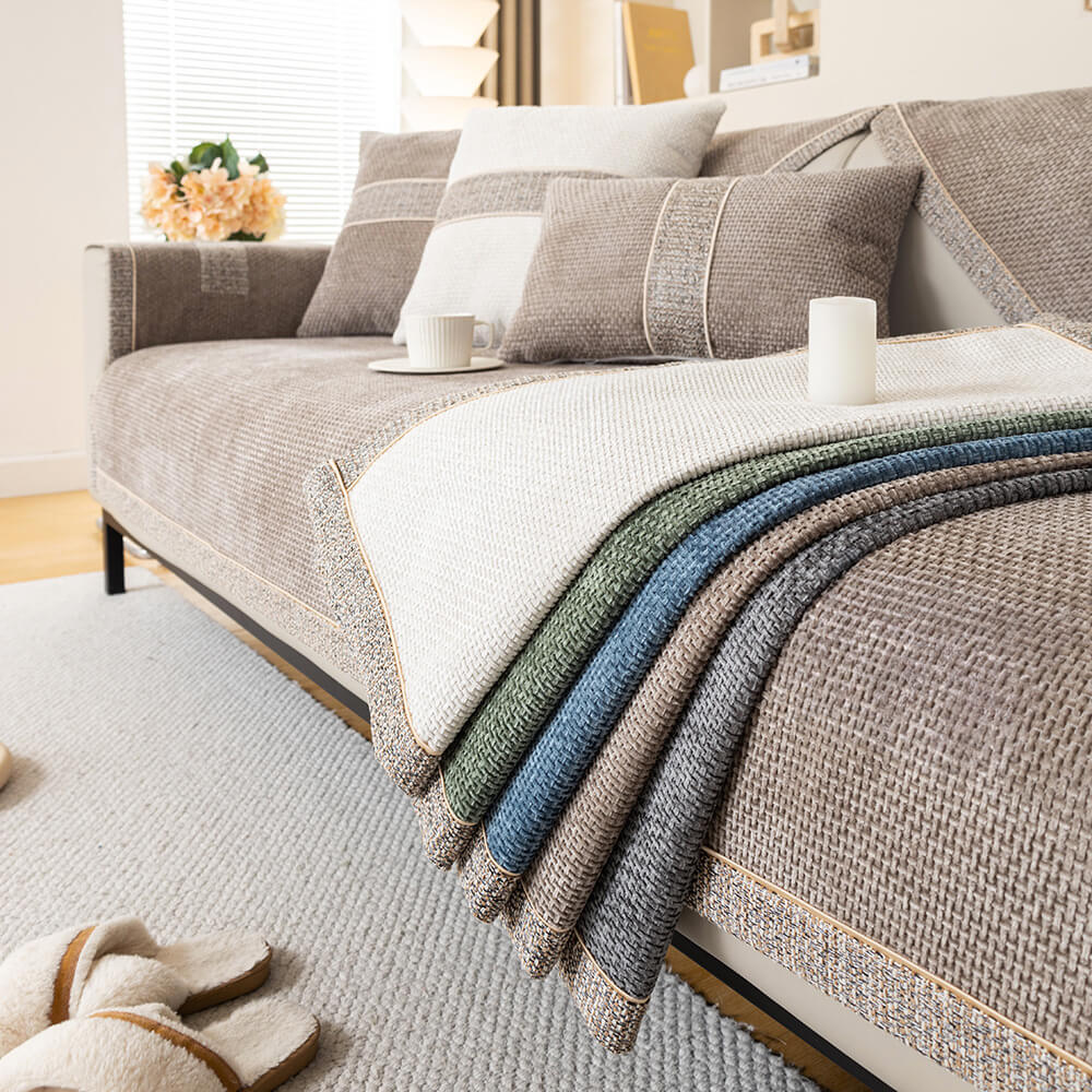 Copridivano Antiscivolo in Chenille Tweed Moderno per Tutte le Stagioni