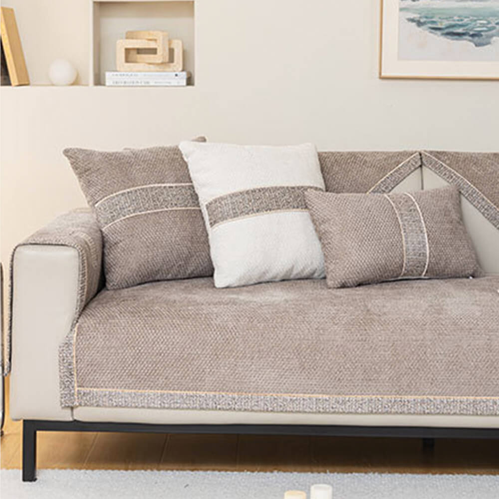Copridivano Antiscivolo in Chenille Tweed Moderno per Tutte le Stagioni