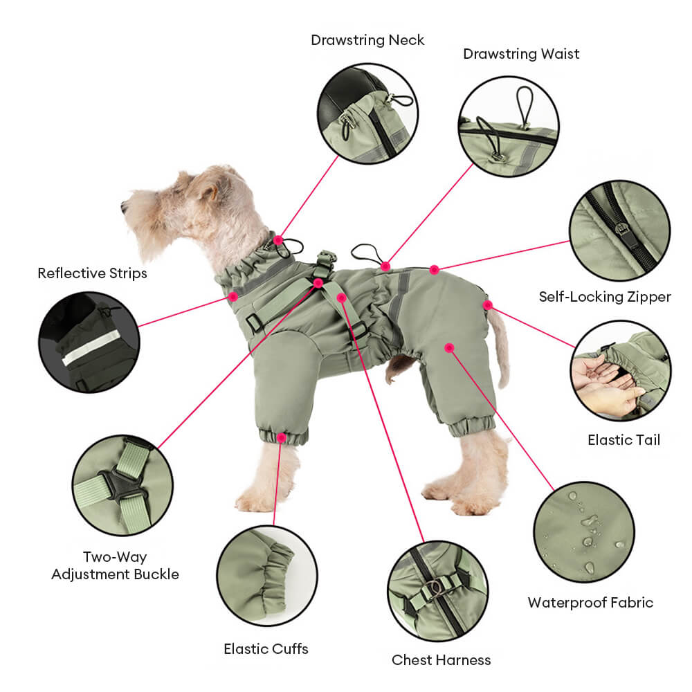 Cappotto per cani da esterno a quattro zampe tattico regolabile impermeabile