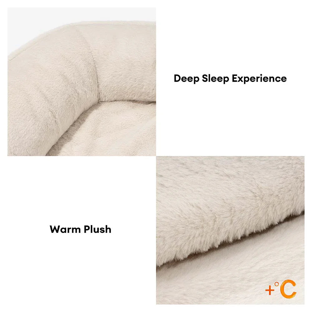 Letto per cani ortopedico a ciambella in finta pelle deluxe e peluche rimovibile - WarmNest
