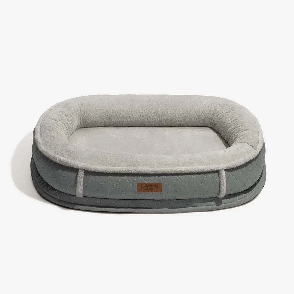 Letto per cani ortopedico a ciambella in finta pelle deluxe e peluche rimovibile - WarmNest