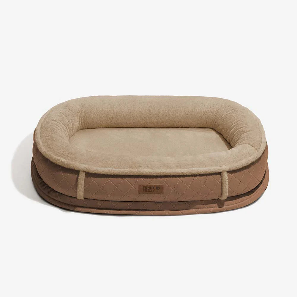 Letto per cani ortopedico a ciambella in finta pelle deluxe e peluche rimovibile - WarmNest