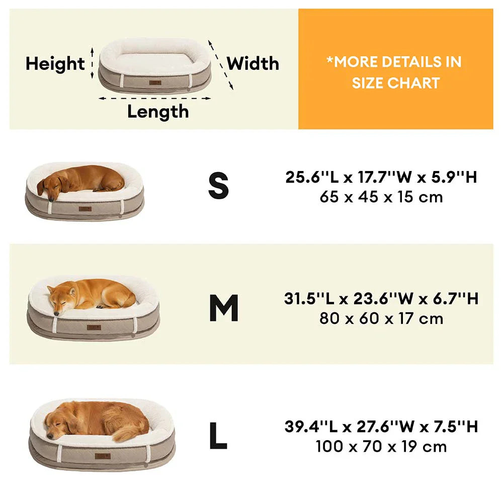Letto per cani ortopedico a ciambella in finta pelle deluxe e peluche rimovibile - WarmNest
