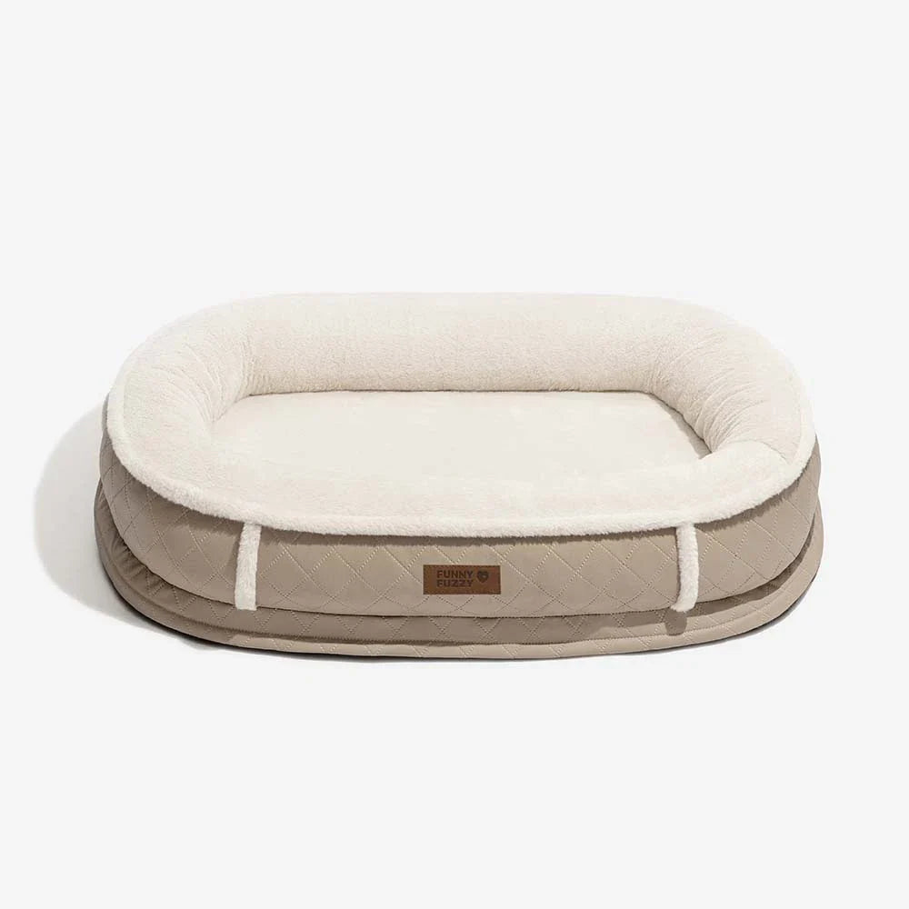 Letto per cani ortopedico a ciambella in finta pelle deluxe e peluche rimovibile - WarmNest