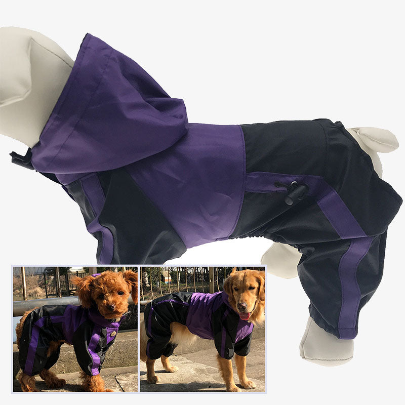 Impermeabile a copertura totale per cani impermeabile in tessuto Oxford con gambe e cappuccio