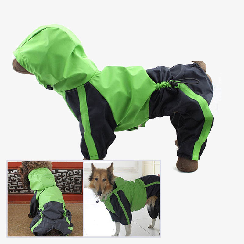 Impermeabile a copertura totale per cani impermeabile in tessuto Oxford con gambe e cappuccio
