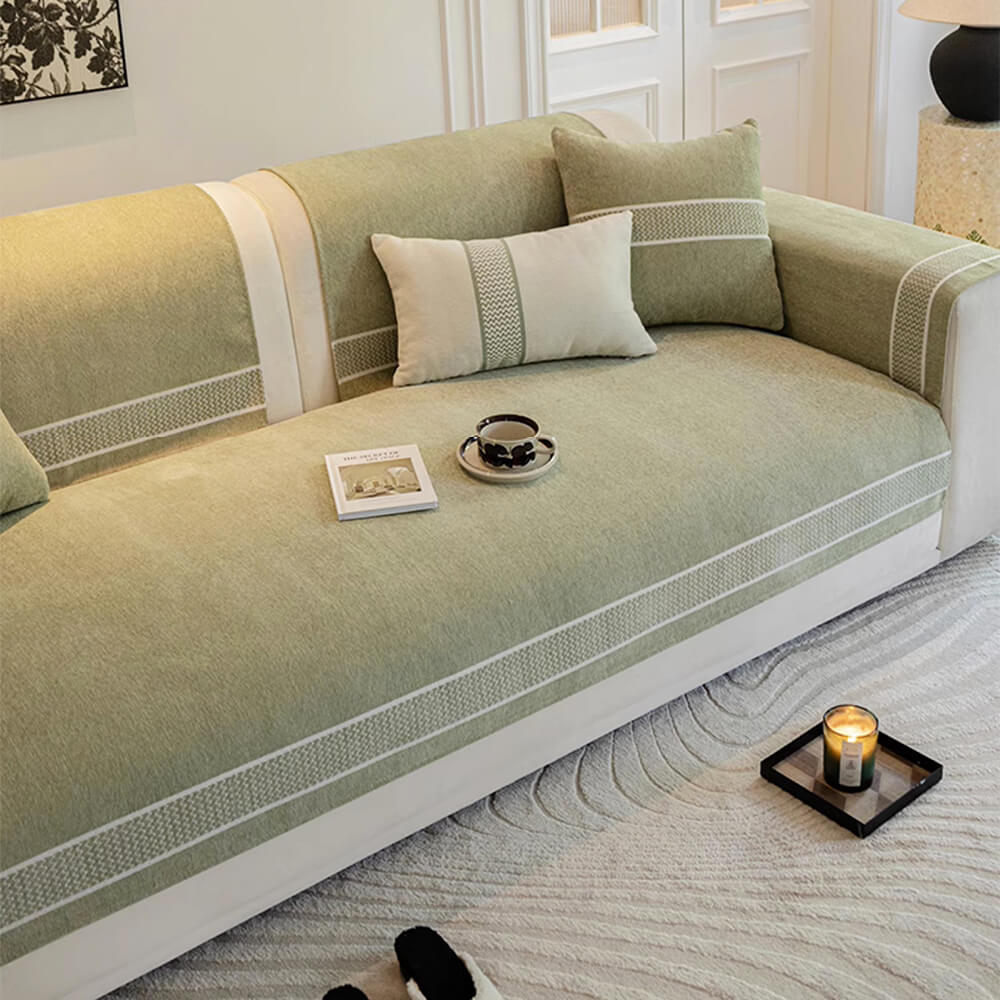 Copertura per divano in chenille jacquard con design a bordo largo resistente ai graffi