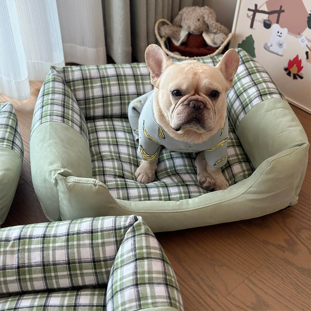 Plush Gingham Orthopedic Anti-Slip Washable Dog & Cat Bed