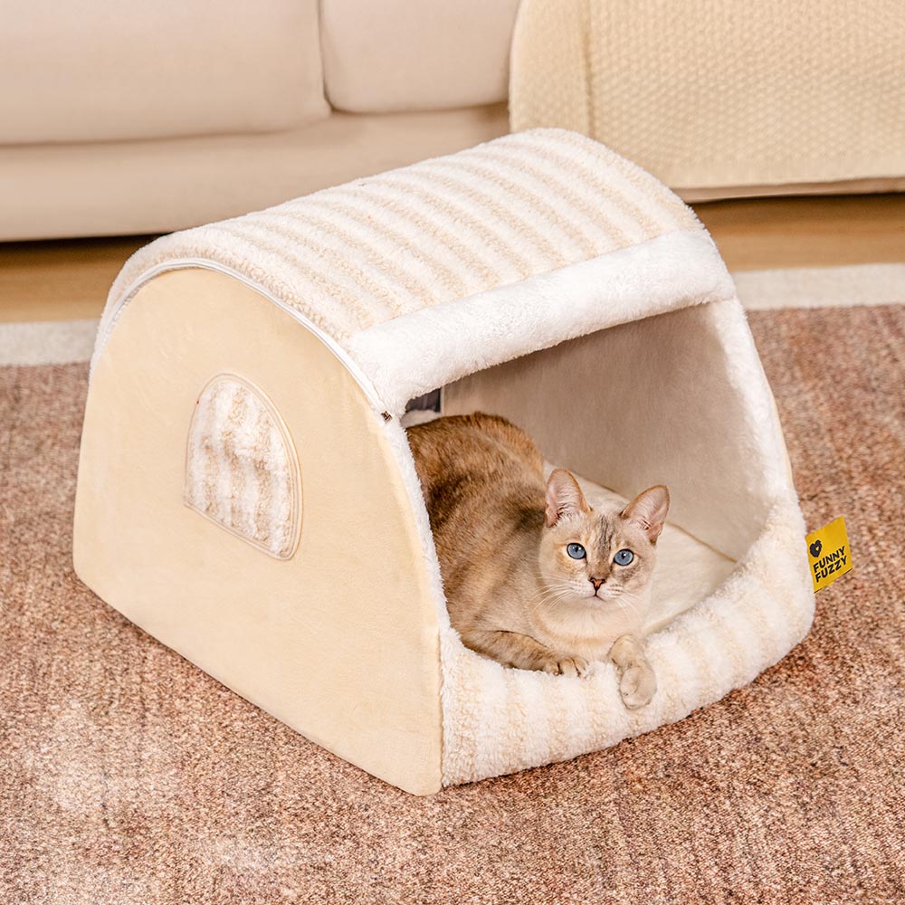 Striped Cozy Cat House - Cozy Retreat