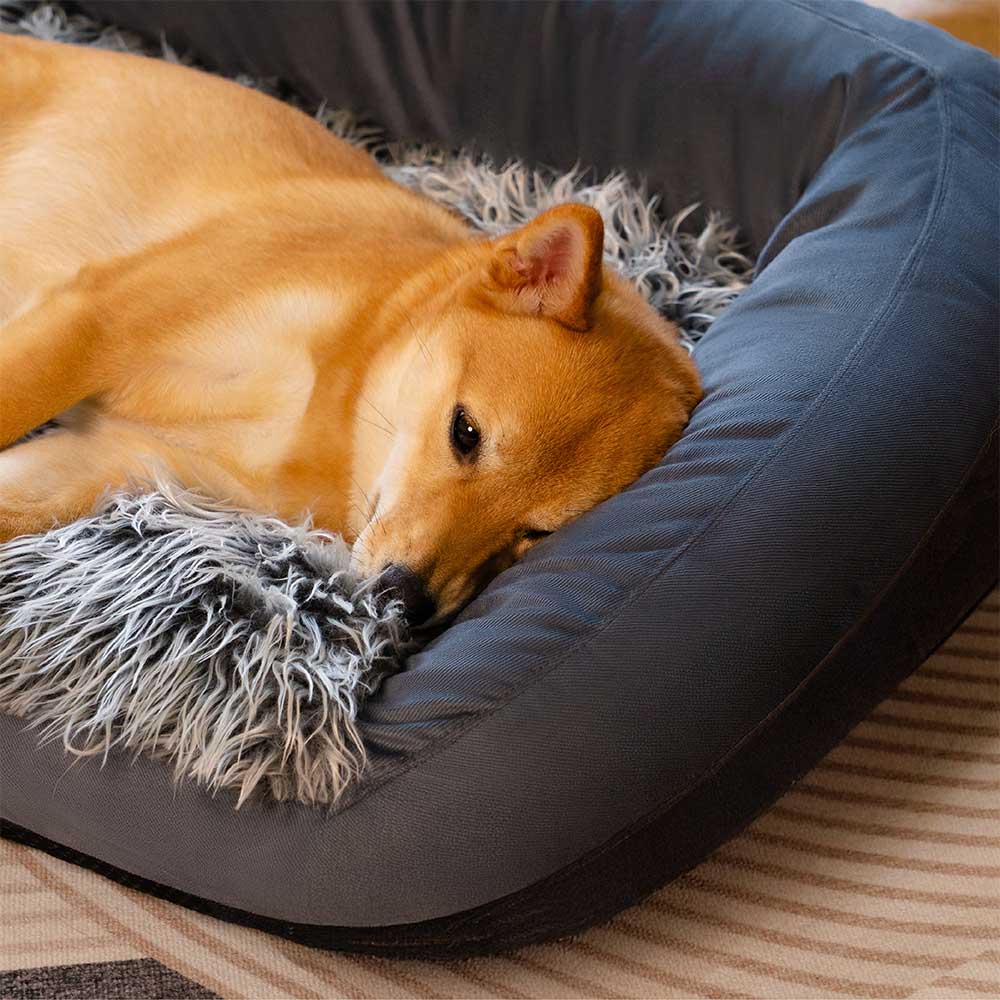 Grande letto per cani tipo divano, lavabile, soffice e accogliente, a forma di cuscino - Denim Cowboy