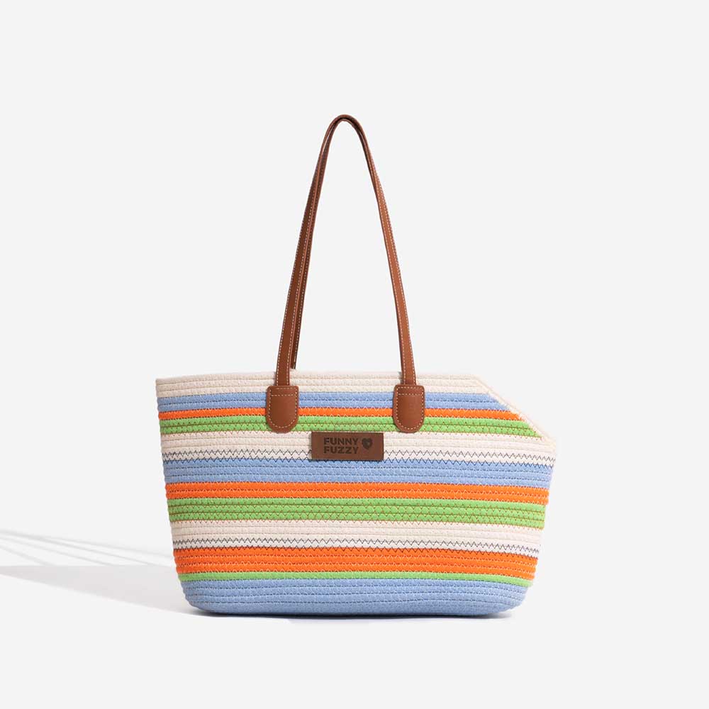 Borsa da spiaggia in cotone intrecciato leggera fatta a mano - Trasportino per animali domestici - Vacanze estive