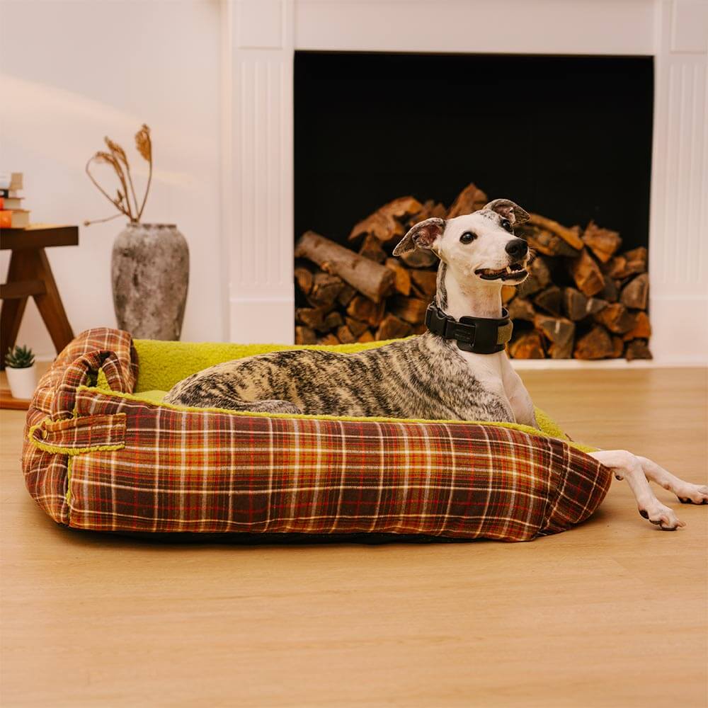 Coperte Piega Vintage Tartano Lavabili di Grande Dimensione per Cani - Avocuddle