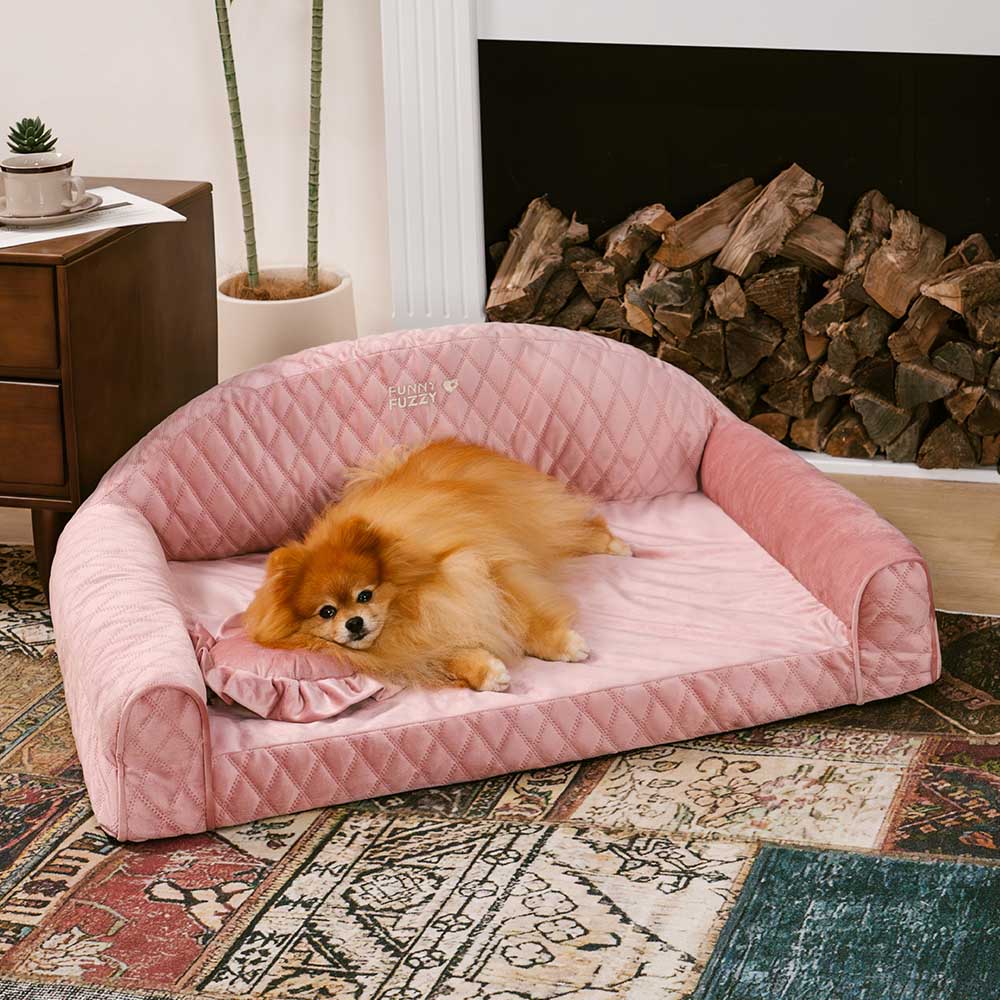 Pinky Cozy Bolster Dog Sofa Bed -  Princess Lord