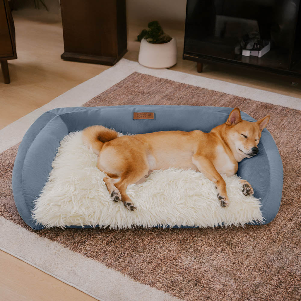 Grande letto per cani tipo divano, lavabile, soffice e accogliente, a forma di cuscino - Denim Cowboy
