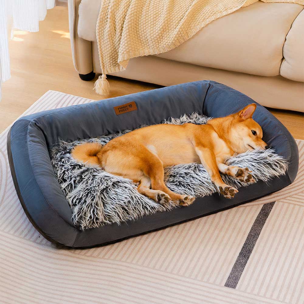 Grande letto per cani tipo divano, lavabile, soffice e accogliente, a forma di cuscino - Denim Cowboy