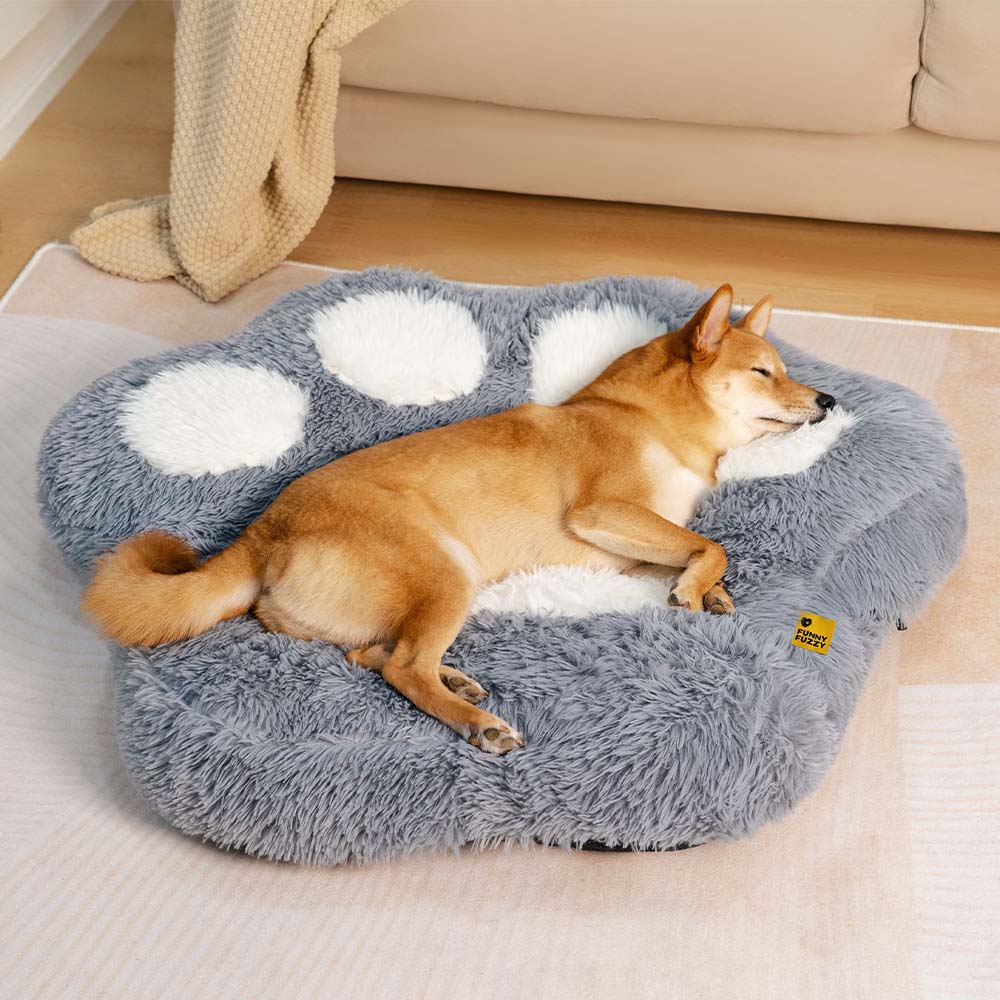 Washable Fluffy Non-Slip Cozy Dog Bed-Paw Spot