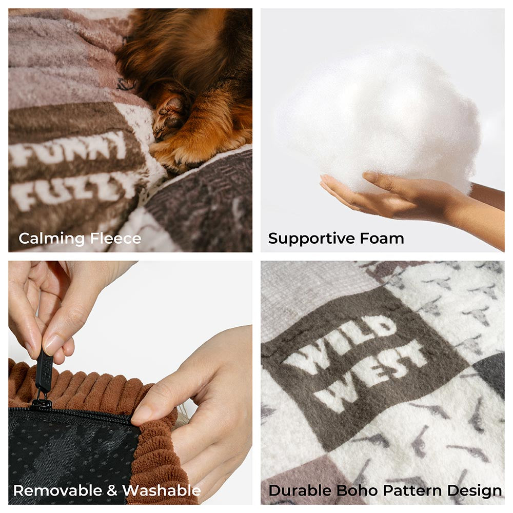 Letto per cani rotondo lavabile anti-graffio boho con pon pon - Hunter Night