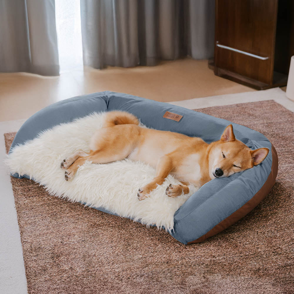 Grande letto per cani tipo divano, lavabile, soffice e accogliente, a forma di cuscino - Denim Cowboy
