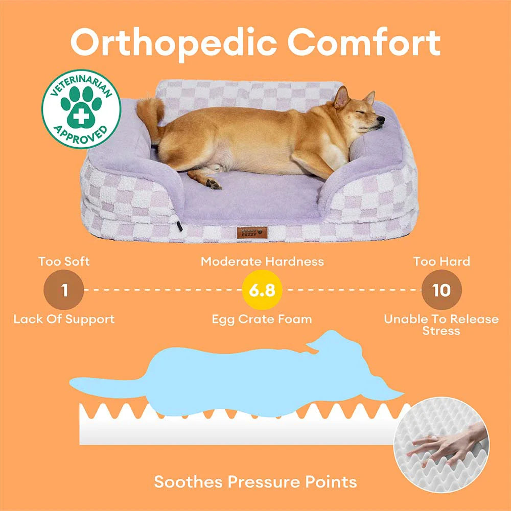 Letto ortopedico per cani con cuscino, a scacchi, fluffy, caldo e lavabile – CloudNooki