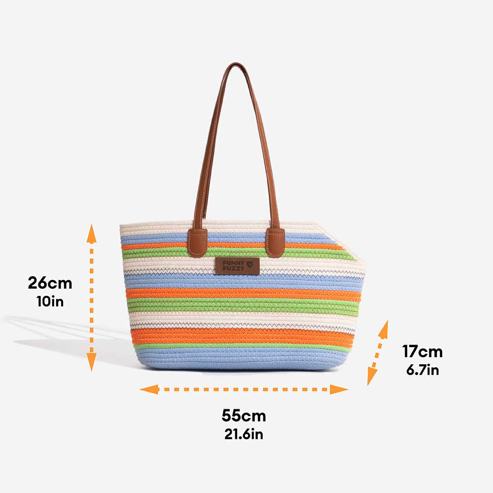 Borsa da spiaggia in cotone intrecciato leggera fatta a mano - Trasportino per animali domestici - Vacanze estive