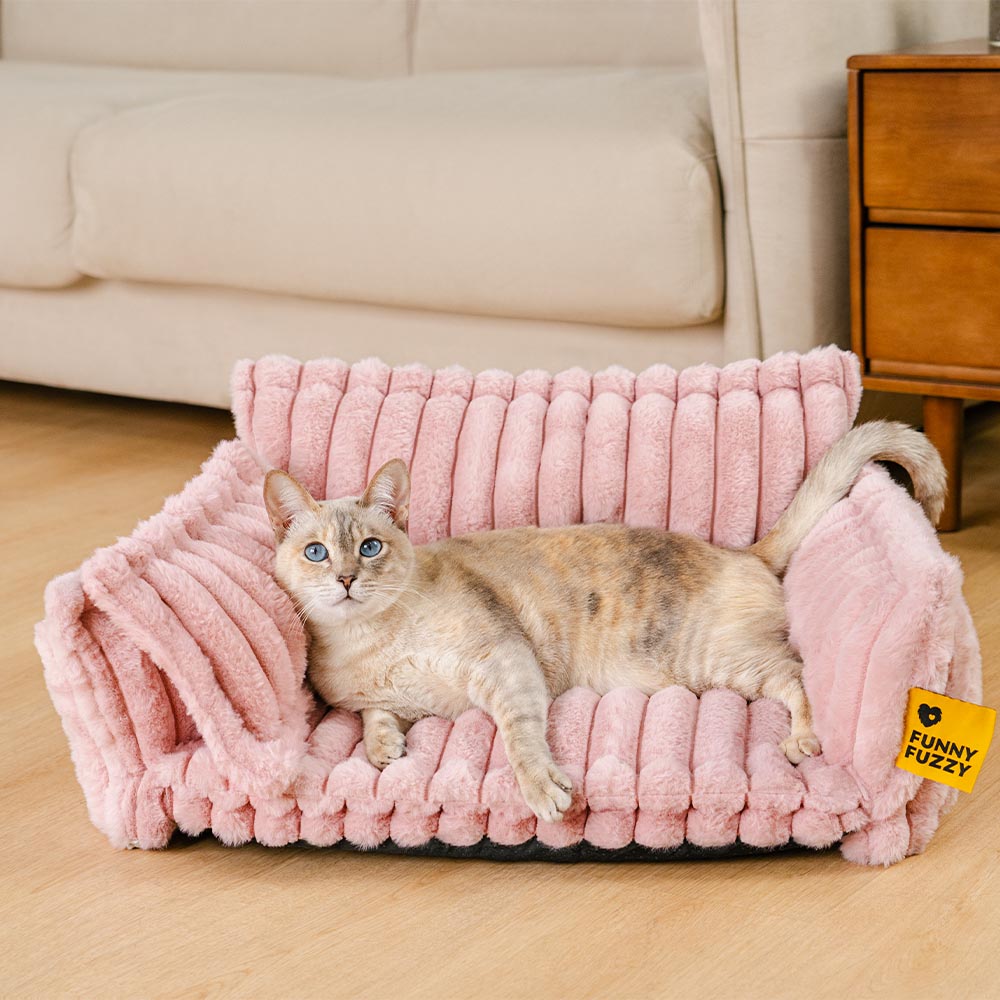 Washable Calming Soft Pillow Bolster Cat Bed-Snoozy Dream