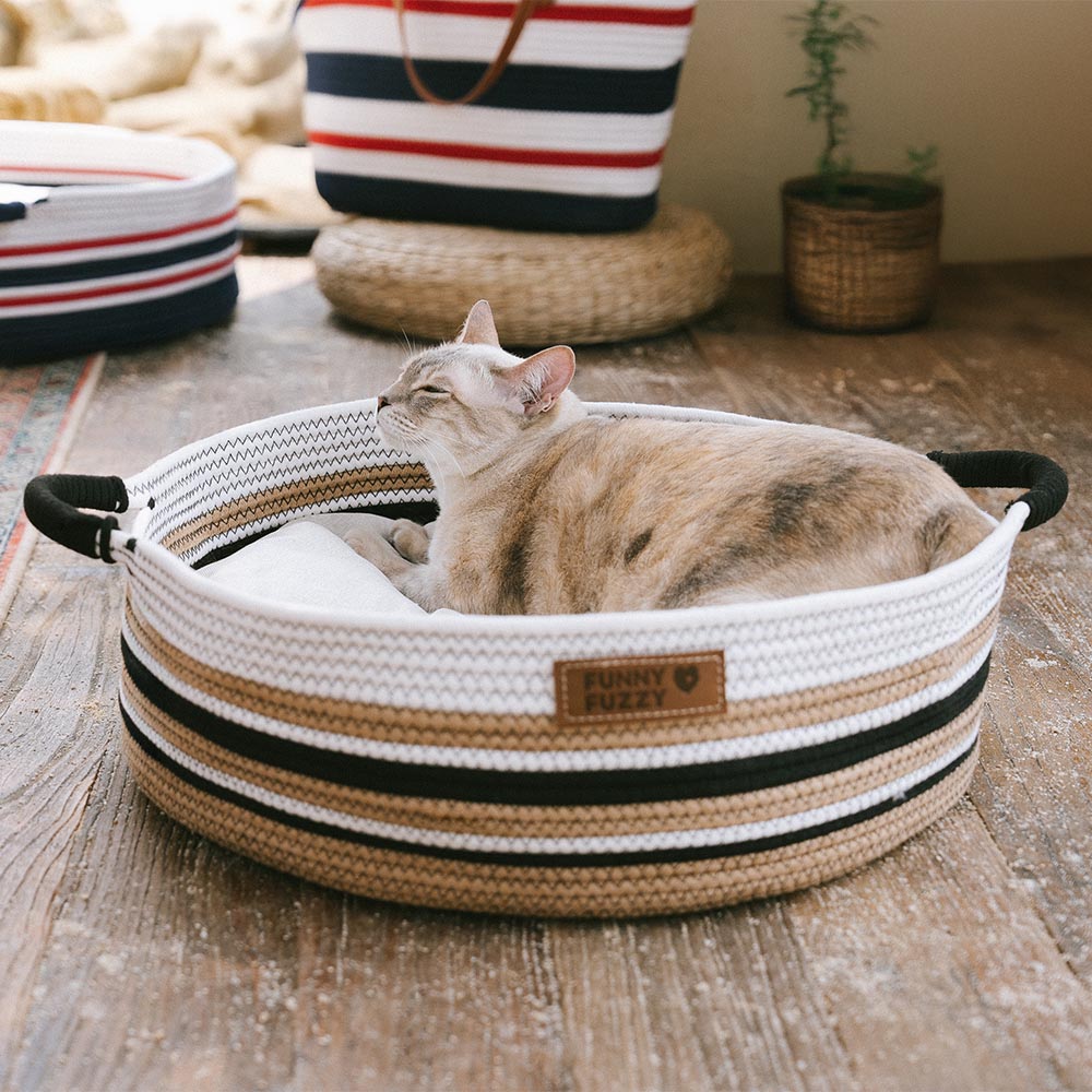Borsa da spiaggia in cotone intrecciato leggera fatta a mano - Trasportino per animali domestici - Vacanze estive