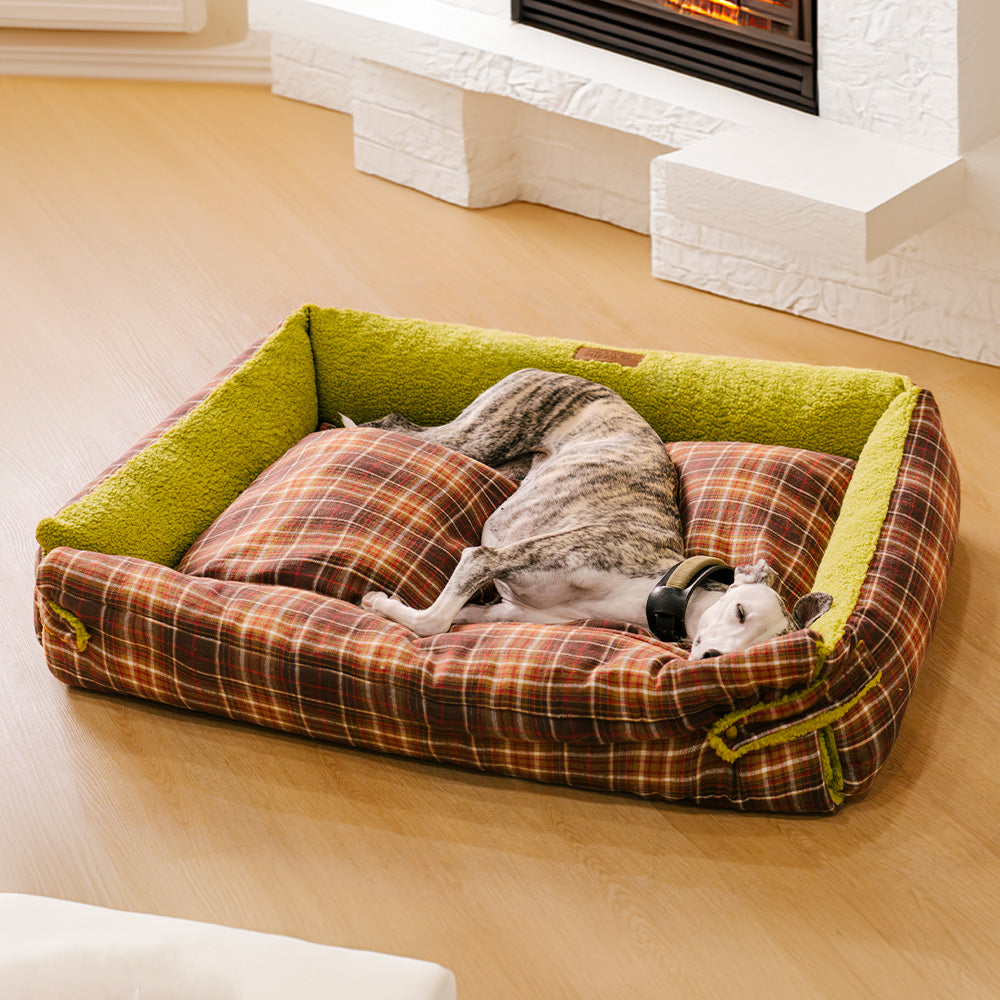 Coperte Piega Vintage Tartano Lavabili di Grande Dimensione per Cani - Avocuddle