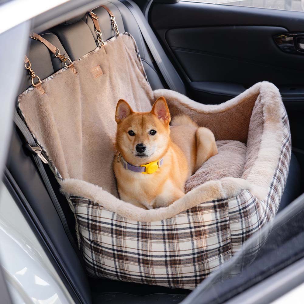Grande seggiolino auto per cani classico e soffice - Mantieni sicuro