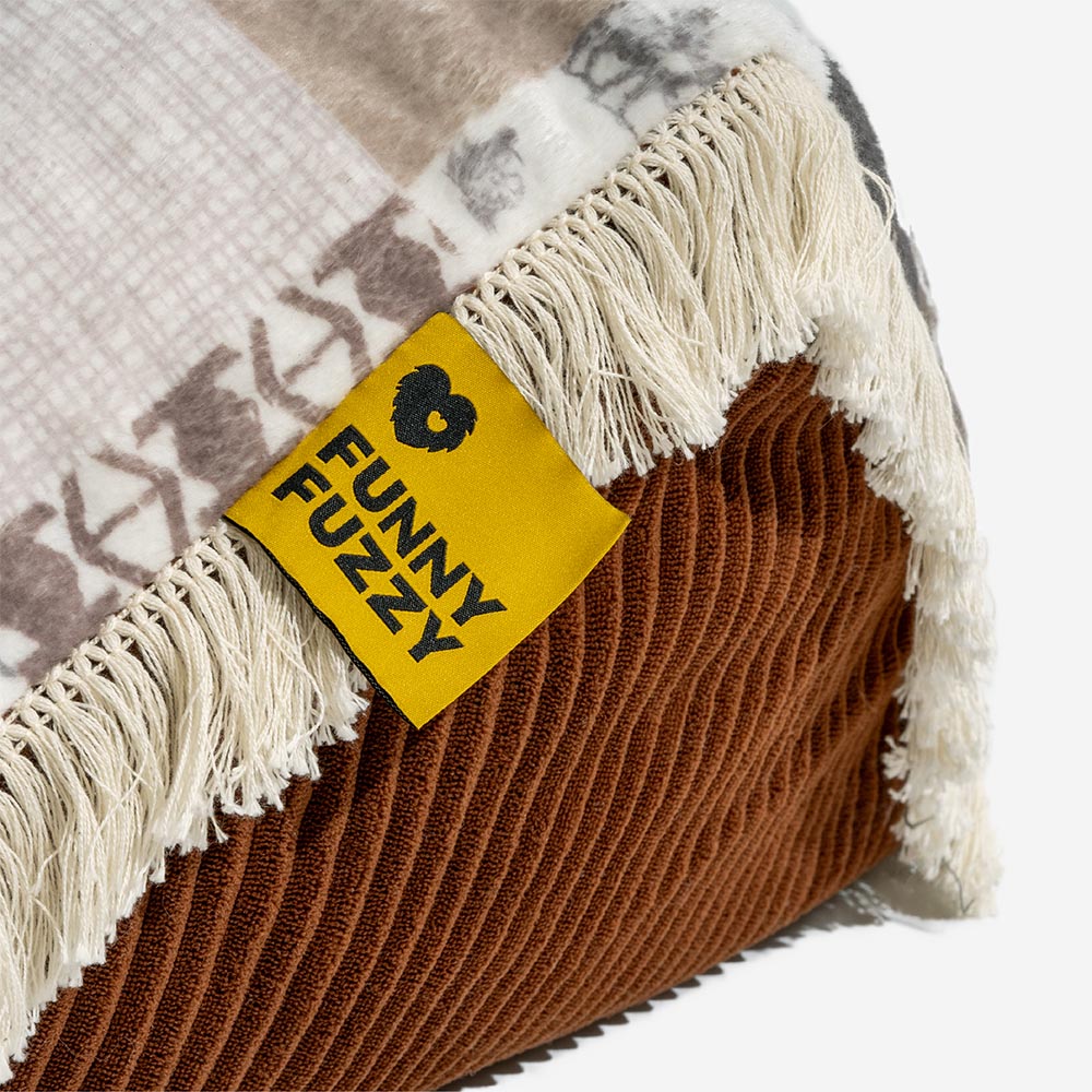 Letto per cani rotondo lavabile anti-graffio boho con pon pon - Hunter Night