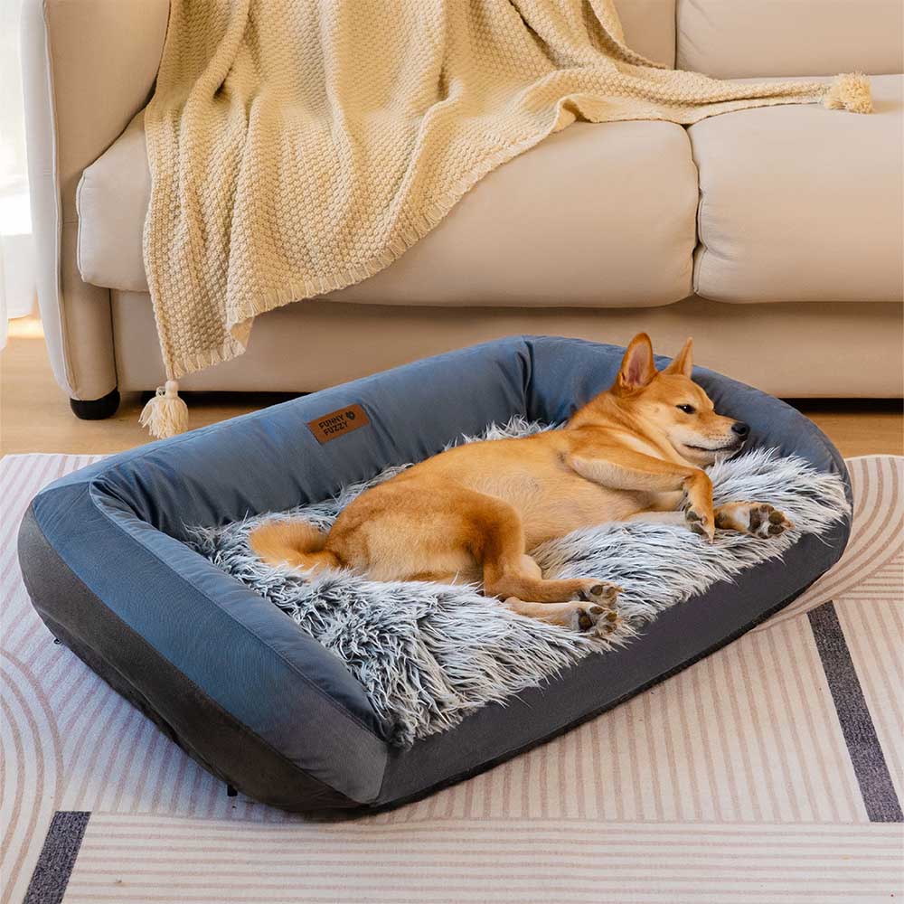 Grande letto per cani tipo divano, lavabile, soffice e accogliente, a forma di cuscino - Denim Cowboy