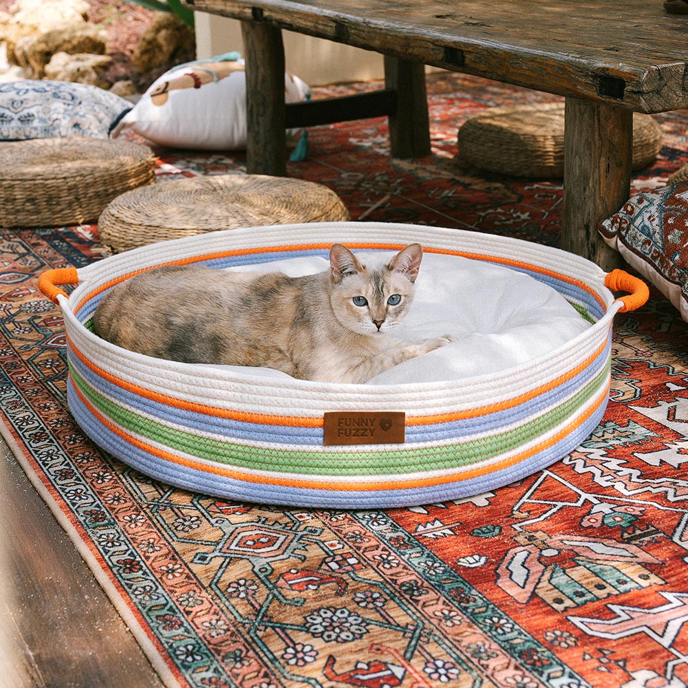 Borsa da spiaggia in cotone intrecciato leggera fatta a mano - Trasportino per animali domestici - Vacanze estive
