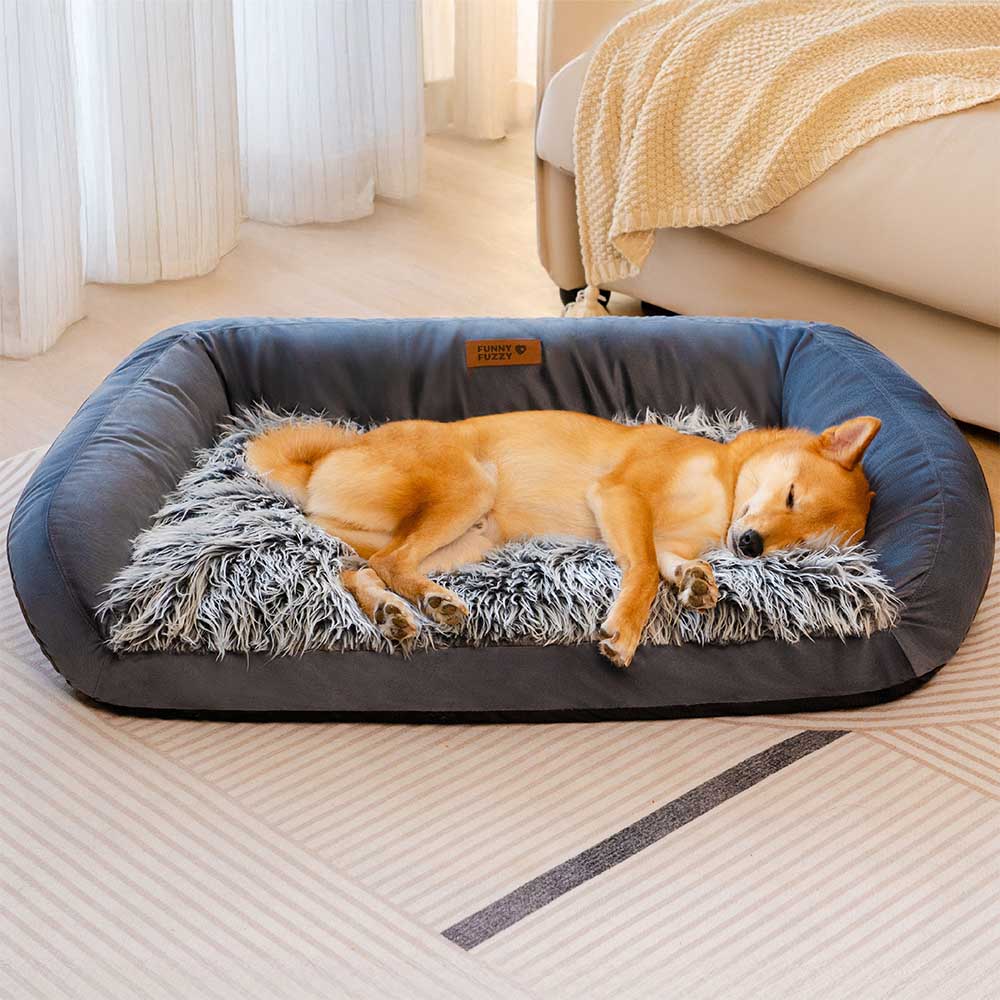 Grande letto per cani tipo divano, lavabile, soffice e accogliente, a forma di cuscino - Denim Cowboy