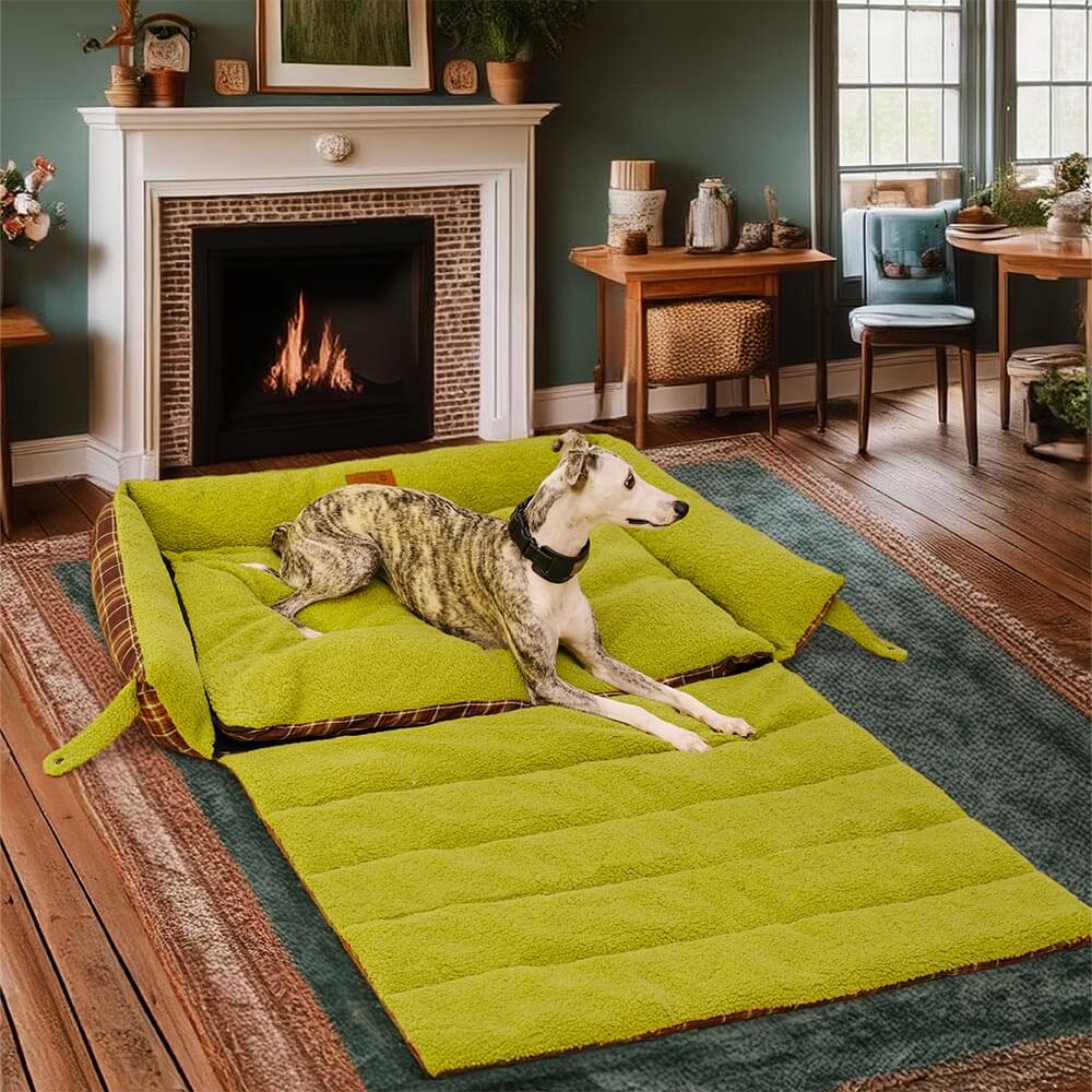 Grand lit confortable pour chien avec couverture pliable