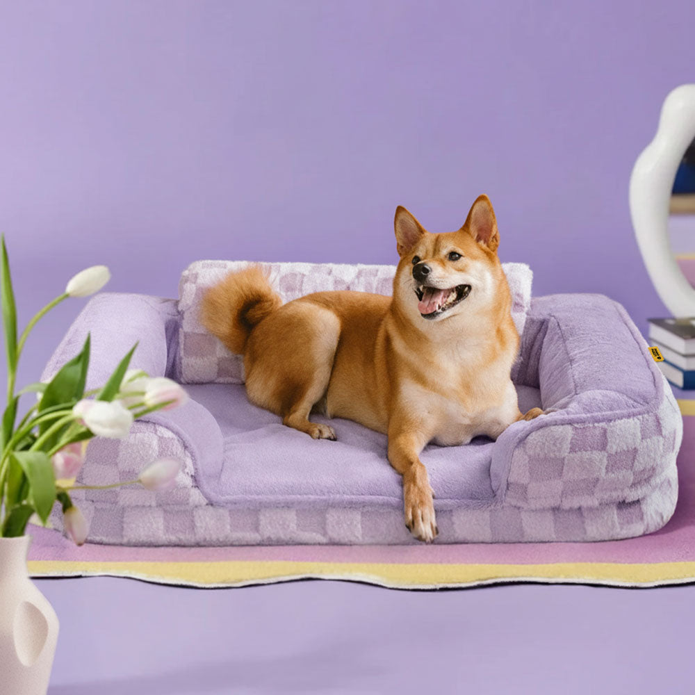 Letto ortopedico per cani con cuscino, a scacchi, fluffy, caldo e lavabile – CloudNooki